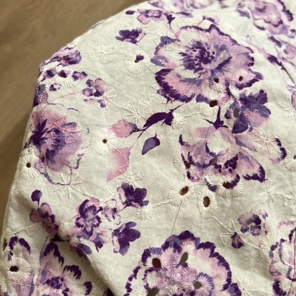 Purple Flowers Cotton Embroidered Dress with matching purse Size 3T - Picture 8 of 10